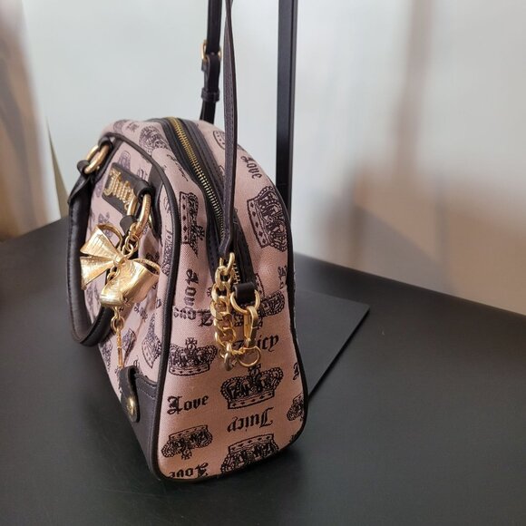 Juicy Couture Light Pink & Brown Trim Crossbody Satchel Bag - Picture 7 of 16
